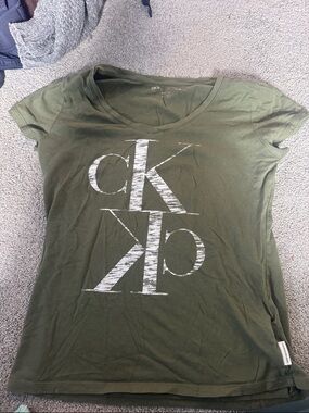 Calvin Klein Olive Green Short Sleeve Logo Tee